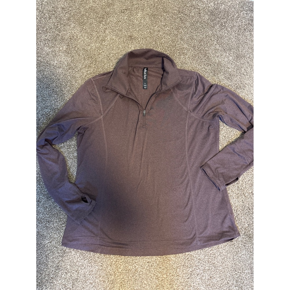 Luluka Lux Quarter Zip Pullover Womens Large Plum Mauve Excellent Thumbholes